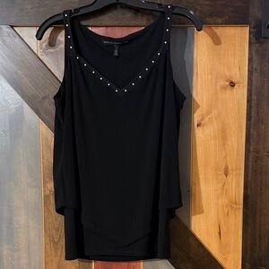 White House Black Market Black Studded V-Neck top